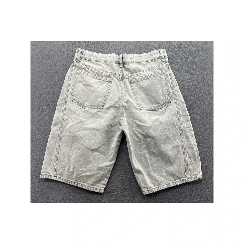 Zara Jean Shorts Mens Sz 30 Gray Denim Shorts Raw Hem Seam NWT